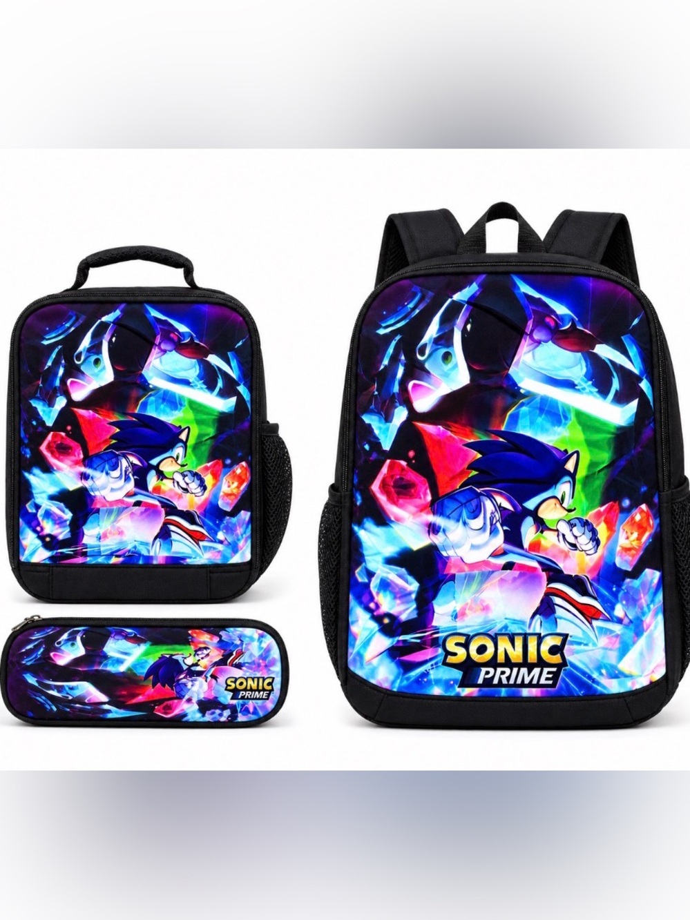 Sonic 3 piece Kids Backpack Set - Vibrant Multicolor